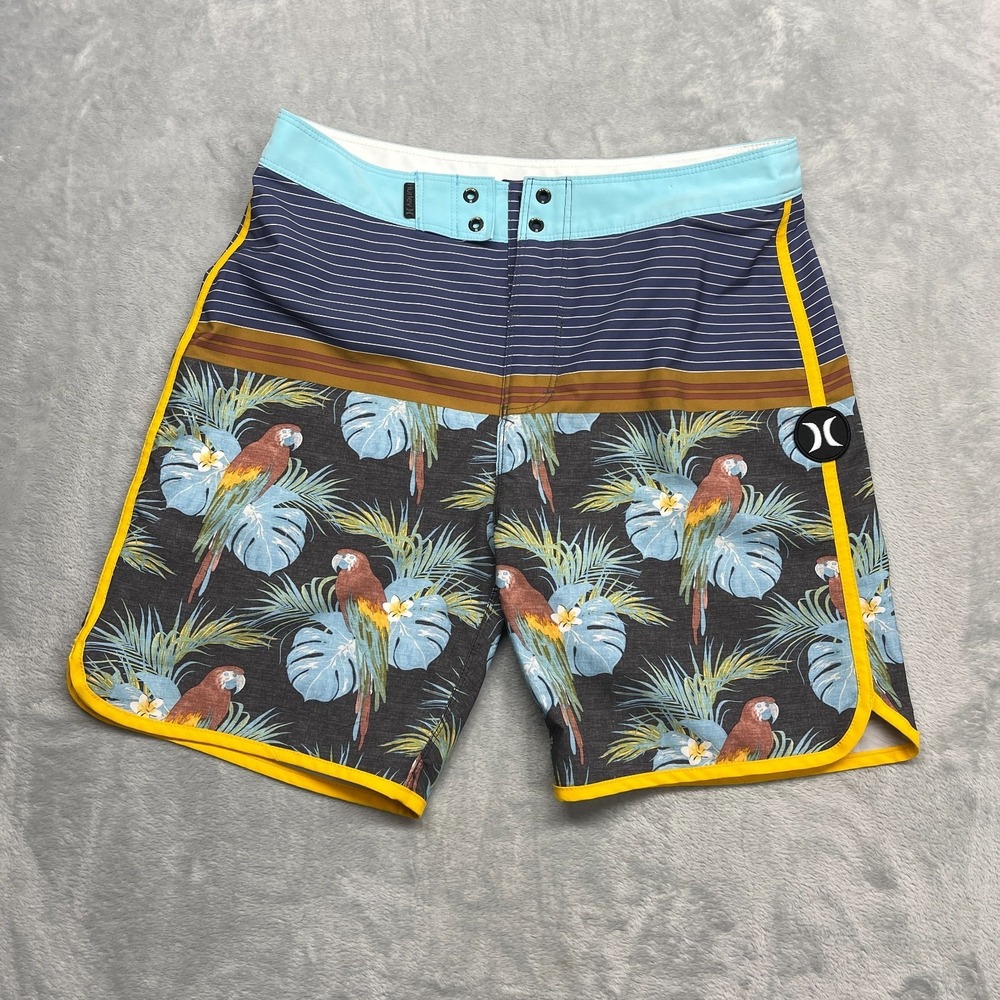 Hurley Shorts Mens 29 Multi Striped Floral Stretch Board Surf Surfing Water Polo